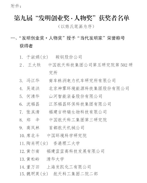 山河智能董事長何清華榮獲“第九屆發(fā)明創(chuàng)業(yè)獎(jiǎng)·人物獎(jiǎng)”特等獎(jiǎng)